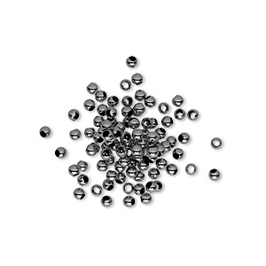 Bead, gunmetal-plated brass, 2x1.5mm micro round. Sold per pkg of 100.
