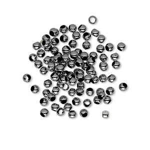 Bead, gunmetal-plated brass, 2.5mm micro round. Sold per pkg of 100.
