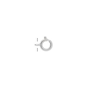 Clasp, springring, sterling silver, 6mm with open loop. Sold per pkg of 10.