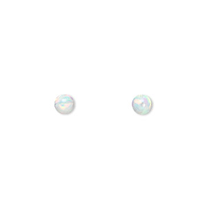Bead, &quot;opal&quot; (silica and epoxy) (man-made), white, 4mm round. Sold per pkg of 2.