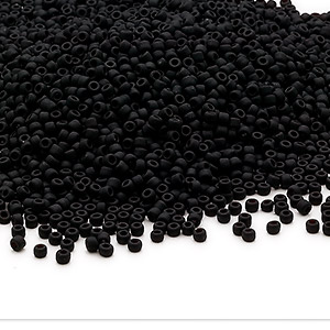 Seed bead, Dyna-Mites&#153;, glass, opaque matte black, #11 round. Sold per 1/2 kilogram pkg.