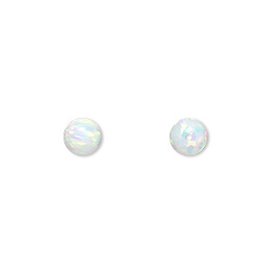 Bead, &quot;opal&quot; (silica and epoxy) (man-made), white, 6mm round. Sold individually.