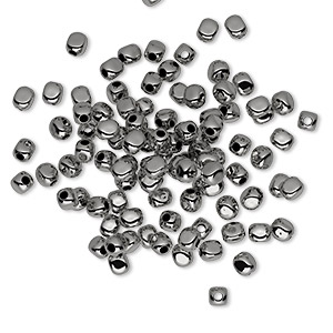 Bead, gunmetal-plated brass, 3x3mm rounded square. Sold per pkg of 100.