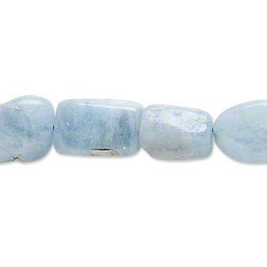 Bead, aquamarine (heated), 12x9mm-14x12mm hand-cut puffed rectangle, C grade, Mohs hardness 7-1/2 to 8. Sold per 16-inch strand.