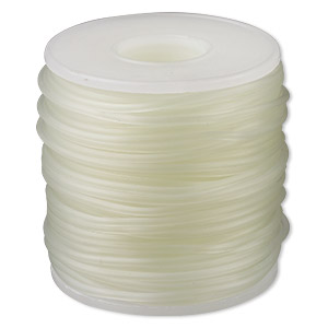 Cord, synthetic rubber, semi-clear, 2mm round. Sold per pkg of 25 meters (82 feet).