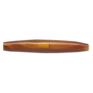Bead, horn (dyed), golden, 50x6mm-50x8mm hand-cut hairpipe, Mohs hardness 2-1/2. Sold per pkg of 24.