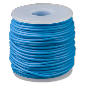 Cord, synthetic rubber, turquoise blue, 2mm round. Sold per pkg of 25 meters (82 feet).