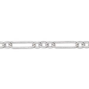 Chain, Argentium&reg; silver, 2.25mm figaro. Sold per pkg of 5 feet.