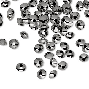 Bead, gunmetal-plated brass, 5x3mm smooth saucer. Sold per pkg of 100.