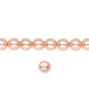 Pearl, Crystal Passions&reg;, rose peach, 6mm round (5810). Sold per pkg of 50.