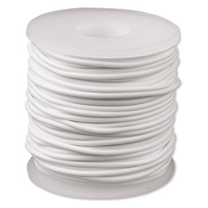 Cord, synthetic rubber, white, 2mm round. Sold per pkg of 25 meters (82 feet).