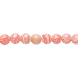 Bead, resin, white and pink, 6mm round. Sold per 15-1/2&quot; to 16&quot; strand.
