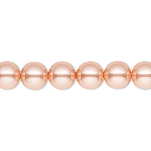 Pearl, Crystal Passions&reg;, rose peach, 8mm round (5810). Sold per pkg of 50.