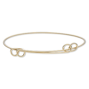 Bracelet, bangle,14Kt gold-filled, 1mm wide, adjustable from 8-9 inches. Sold individually.