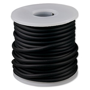 Cord, synthetic rubber, black, 3mm round. Sold per pkg of 10 meters (32.8 feet).