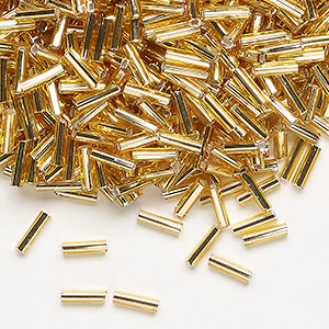 Bugle Beads Glass Gold Colored