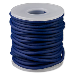 Cord, synthetic rubber, royal blue, 3mm round. Sold per pkg of 10 meters (32.8 feet).