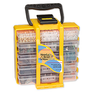 Organizer, Need A Bead Now&#153;, black and yellow, 8 x 7 x 4-1/2 inches, 22 compartments. Sold individually.