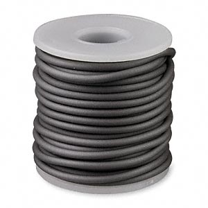 Cord, synthetic rubber, pewter, 3mm round. Sold per pkg of 10 meters (32.8 feet).