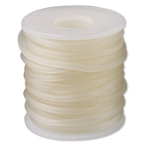 Cord, synthetic rubber, semi-clear, 3mm round. Sold per pkg of 10 meters (32.8 feet).
