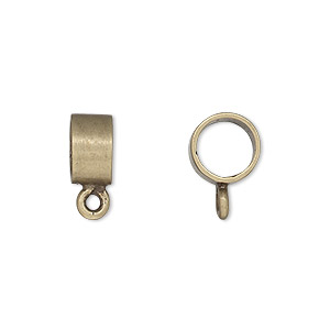 Bead, JBB Findings, antiqued brass, 9.5x5.5mm smooth round tube with closed loop and 7.5mm hole. Sold individually.