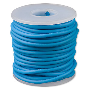 Cord, synthetic rubber, turquoise blue, 3mm round. Sold per pkg of 10 meters (32.8 feet).