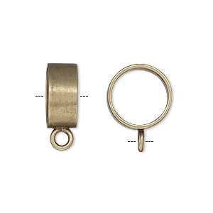 Bead, JBB Findings, antiqued brass, 13.5x6mm smooth round tube with closed loop. Sold individually.