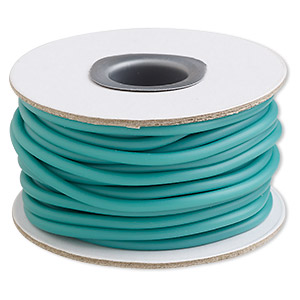 Cord, synthetic rubber, sea foam green, 3mm round. Sold per 10-meter spool.