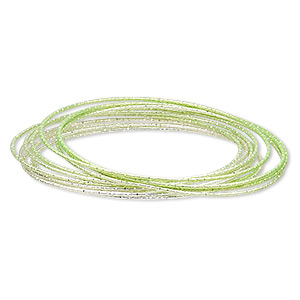 Bracelet, bangle, steel, light lime green / lime green / dark lime green, 1mm wide, 8-1/2 inches. Sold per 12-piece set.
