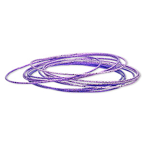 Bracelet, bangle, steel, light violet / violet / dark violet, 1mm wide, 8 inches. Sold per 12-piece set.