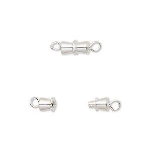 Clasp, barrel, silver-finished brass, 8x4mm. Sold per pkg of 100.