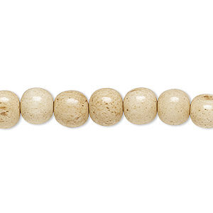 Bead, bone (dyed), antiqued brown and white, 8mm round, Mohs hardness 2-1/2. Sold per 15-1/2&quot; to 16&quot; strand.