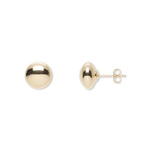 Earring, 14Kt gold, 8mm saucer with post. Sold per pair.