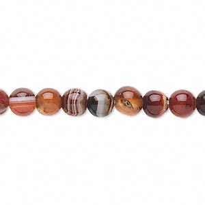 Bead, red and black agate (dyed / heated), 6mm round, C- grade, Mohs hardness 6-1/2 to 7. Sold per 15&quot; to 16&quot; strand.