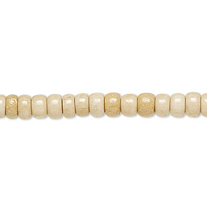 Bead, bone (dyed), antiqued brown and white, 5x3mm rondelle, Mohs hardness 2-1/2. Sold per 15-1/2&quot; to 16&quot; strand.