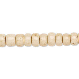 Bead, bone (dyed), antiqued brown and white, 7x4mm rondelle, Mohs hardness 2-1/2. Sold per 15-1/2&quot; to 16&quot; strand.