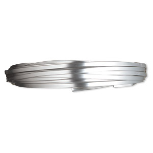 Wire, anodized aluminum, silver, 3.5x1mm flat, 16 gauge. Sold per pkg of 18 feet.