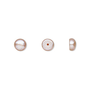 Pearl, White Lotus&#153;, cultured freshwater, mauve, 6mm half-drilled button, B grade, Mohs hardness 2-1/2 to 4. Sold per pkg of 4 pairs.