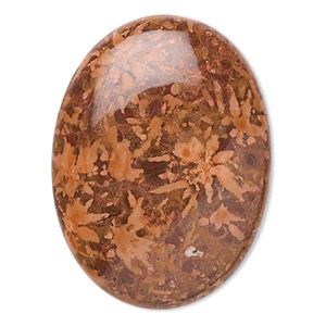 Cabochon, chrysanthemum stone (natural), 40x30mm calibrated oval, B grade, Mohs hardness 3 to 4. Sold individually.
