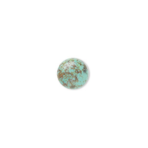 Cabochon, turquoise (dyed / stabilized), 8mm calibrated round, B grade, Mohs hardness 5 to 6. Sold per pkg of 4.
