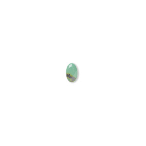 Cabochon, turquoise (dyed / stabilized), 5x3mm calibrated oval, B grade, Mohs hardness 5 to 6. Sold per pkg of 8.