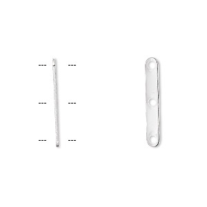 Spacer bar, silver-plated brass, 19x3mm 3-strand, fits up to 8mm bead. Sold per pkg of 100.
