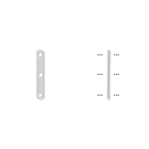 Spacer bar, sterling silver, 14.5x2.5mm 3-strand rounded rectangle, 5mm hole to hole. Sold per pkg of 10.