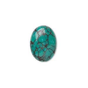 Cabochon, turquoise (dyed / stabilized), 18x13mm calibrated oval, B grade, Mohs hardness 5 to 6. Sold individually.