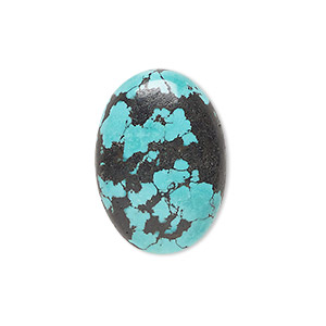 Cabochon, turquoise (dyed / stabilized), 25x18mm calibrated oval, B grade, Mohs hardness 5 to 6. Sold individually.