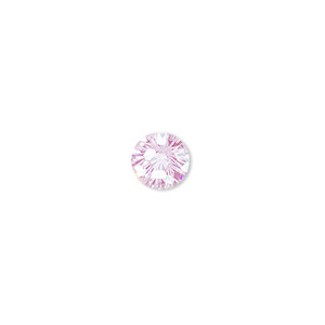 Gem, &quot;Skyrocket Cut,&quot; cubic zirconia, pink, 8mm faceted round, Mohs hardness 8-1/2. Sold individually.