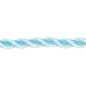 Necklace cord, satin-finished nylon, light blue, 5mm smooth twist, 18 inches with knot closure. Sold per pkg of 2.