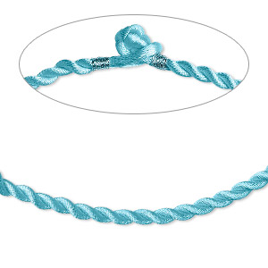 Necklace cord, satin-finished nylon, light blue, 5mm smooth twist, 20 inches with knot closure. Sold per pkg of 2.