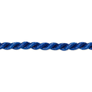 Necklace cord, satin-finished nylon, blue, 3mm smooth twist, 20 inches with knot closure. Sold per pkg of 2.