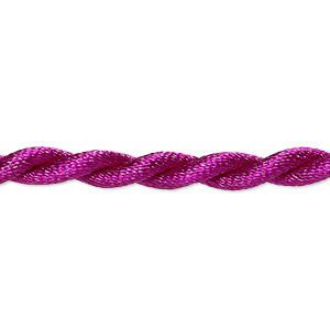 Necklace cord, satin-finished nylon, purple, 5mm smooth twist, 20 inches with knot closure. Sold per pkg of 2.